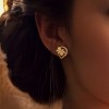 FLORAL GOLD STUD WITH STYLISH WHITE STONE